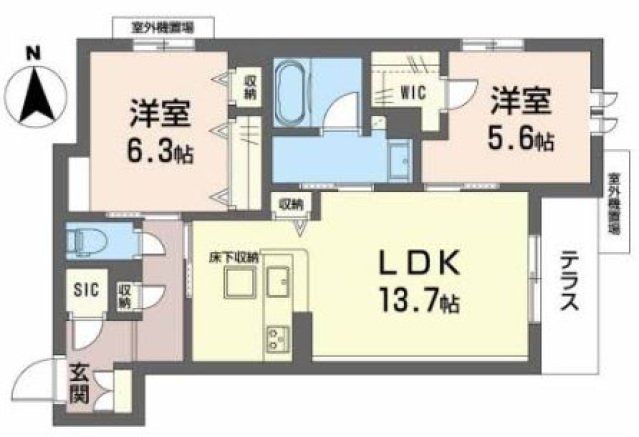 東大阪市若江本町のマンションの間取り