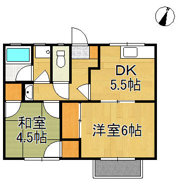 浅口市鴨方町六条院中のアパートの間取り