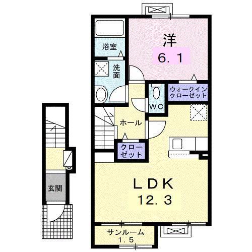 ［大東建託］ベルグランツIII　Ａの間取り