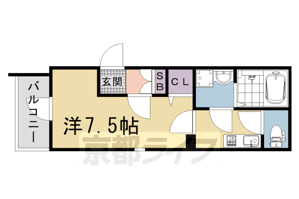 【京都市右京区太秦垂箕山町のアパートの間取り】