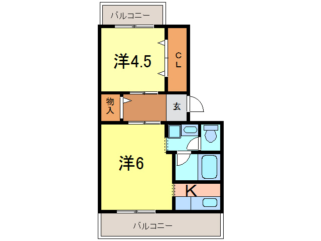 南裏ハイツ　B棟の間取り