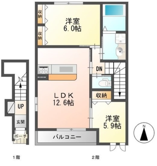 浜松市中央区安松町のアパートの間取り