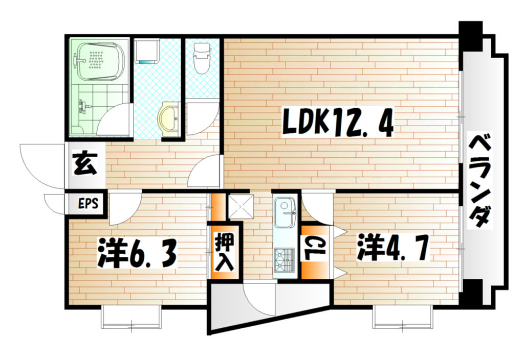 オークランドアサート小倉の間取り