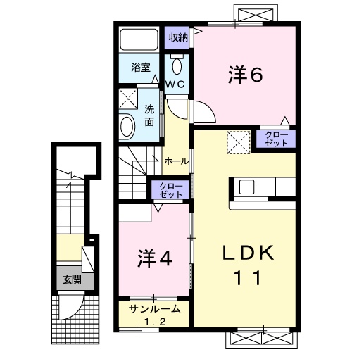 愛知郡愛荘町沓掛のアパートの間取り