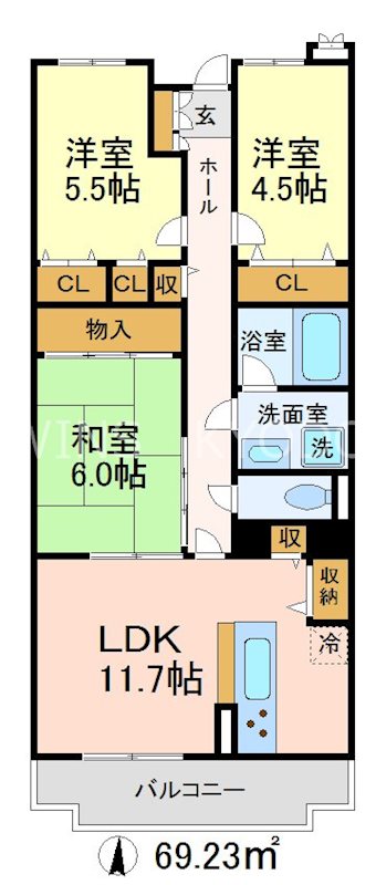 【世田谷区桜丘のマンションの間取り】