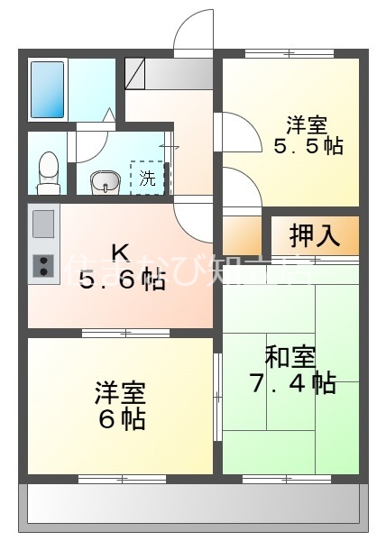 豊明市二村台のアパートの間取り