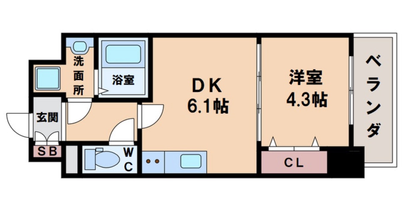 近鉄南大阪線 河堀口駅 徒歩5分 10階建 築1年の間取り写真