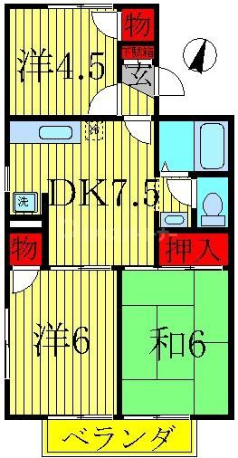 フラワーハイツ栗原Ｂの間取り