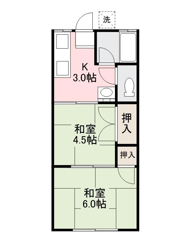 高松市花ノ宮町のアパートの間取り