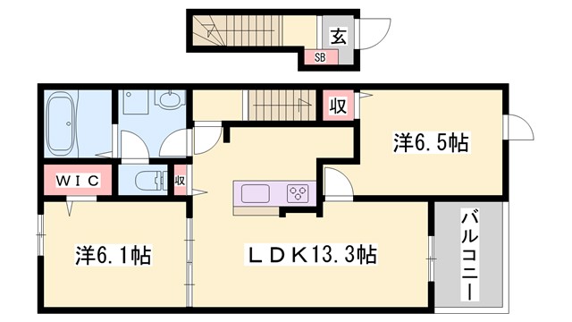 エスパス　リッシュ　田井　Ａの間取り