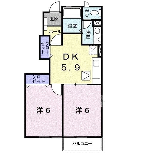 新居浜市本郷のアパートの間取り