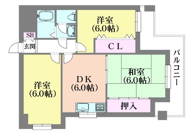 神戸市兵庫区本町のマンションの間取り