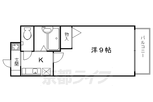 京都市北区上賀茂松本町のアパートの間取り