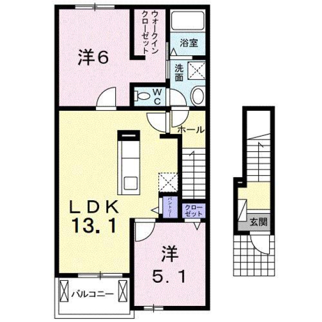 松山市堀江町のアパートの間取り