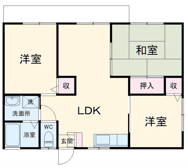 袋井市久能のアパートの間取り