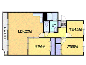 札幌市厚別区大谷地東のマンションの間取り