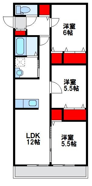 福津市八並のアパートの間取り