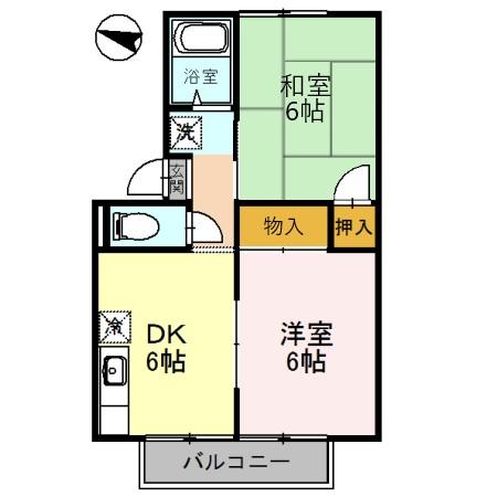 洲本市桑間のアパートの間取り