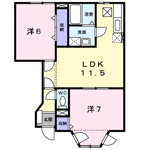 [家電付き] ロータス高田Cの間取り