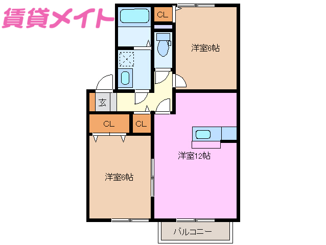 鈴鹿市安塚町のアパートの間取り