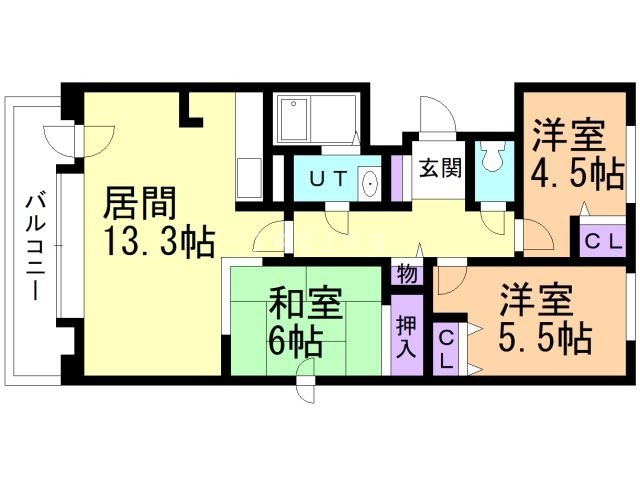 札幌市西区発寒十条のマンションの間取り