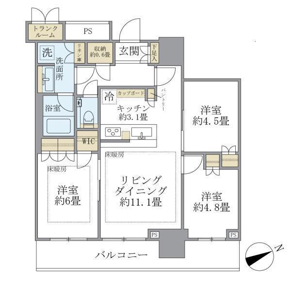 ザ・タワー十条の間取り