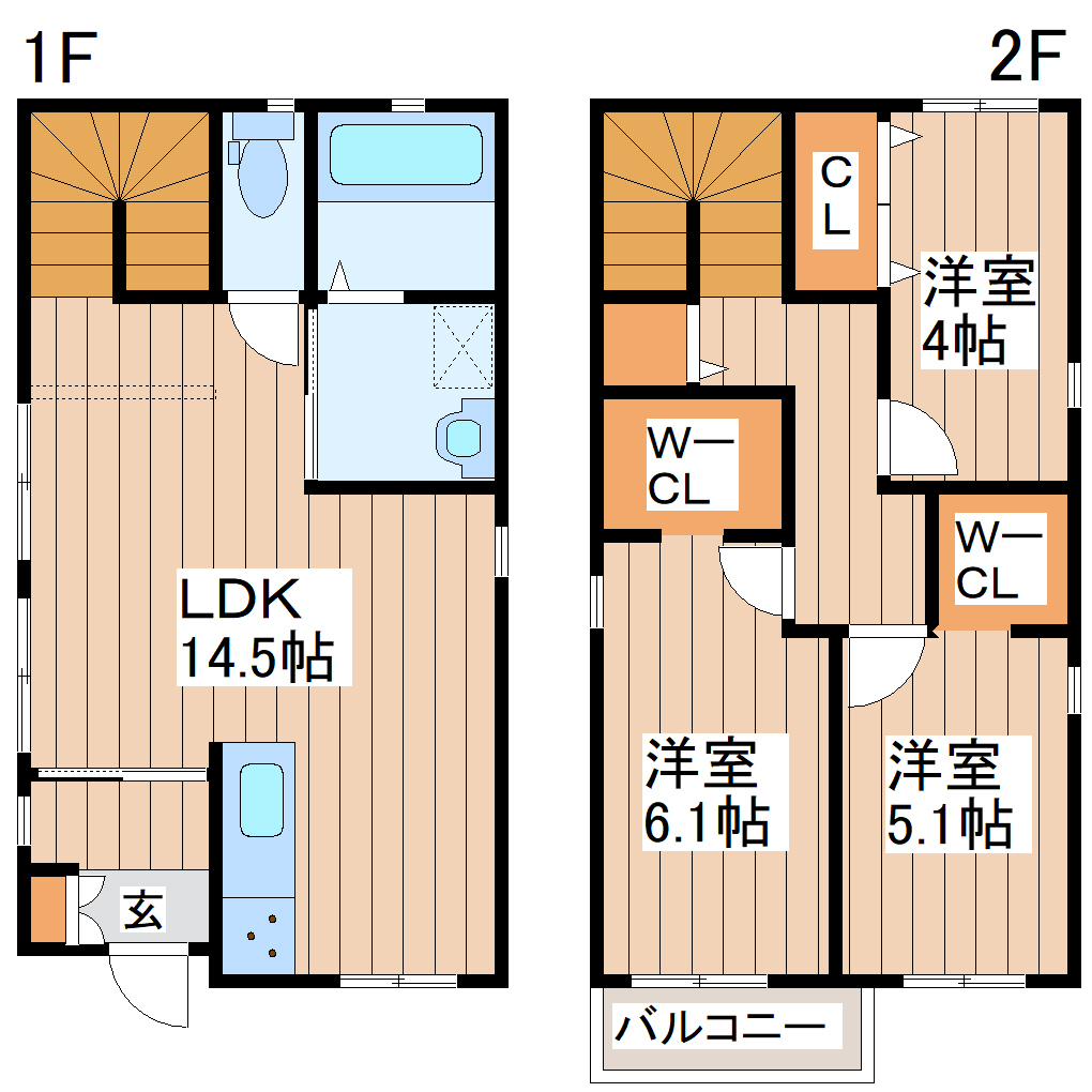 仮称）長町南1丁目貸家北棟の間取り