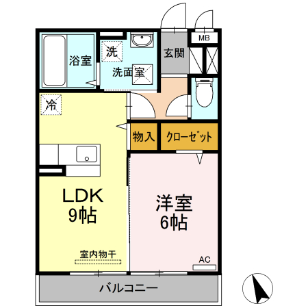 岡山市中区西川原のアパートの間取り