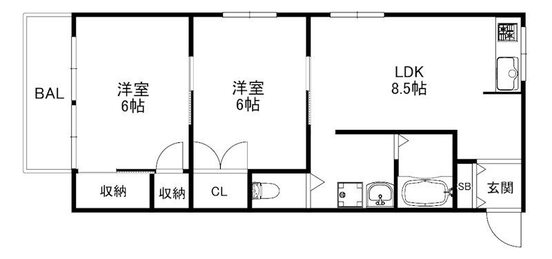 神戸市長田区鶯町のアパートの間取り