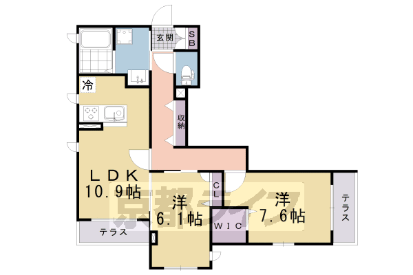 京都市伏見区日野西風呂町のマンションの間取り