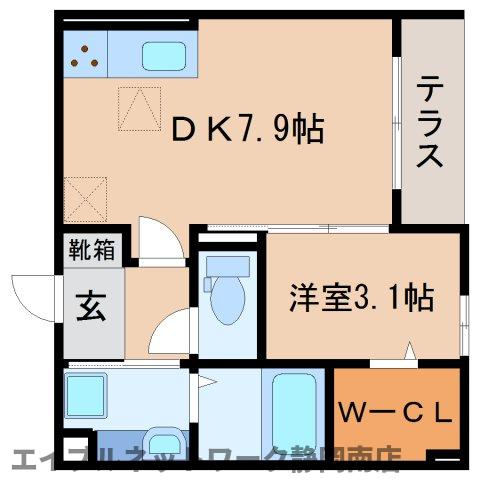 静岡市駿河区中田のアパートの間取り