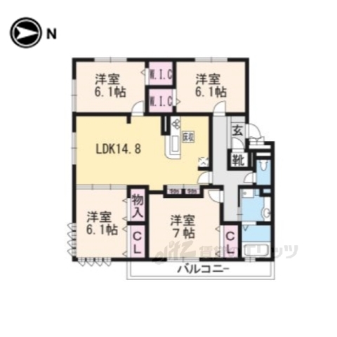 大津市弥生町のアパートの間取り