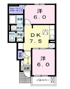 福山市御幸町大字下岩成のアパートの間取り