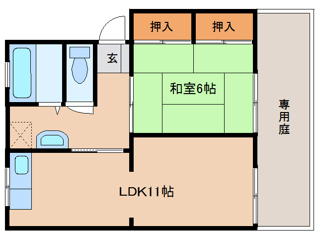 奈良市百楽園のアパートの間取り