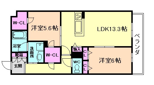 箕面市小野原西のマンションの間取り