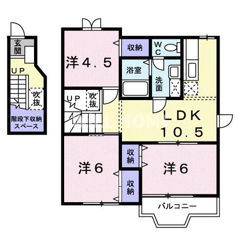 和歌山市布引のアパートの間取り