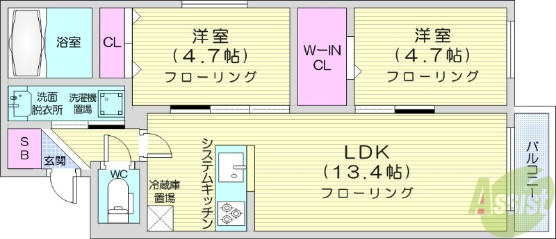 ラグナベルデ菊水7条の間取り