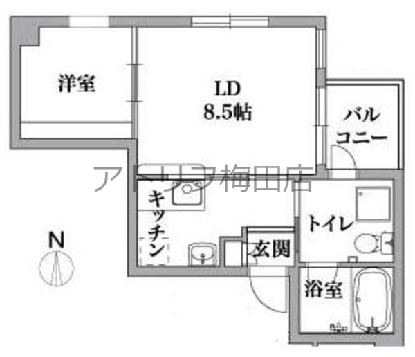 大阪市北区南扇町のマンションの間取り