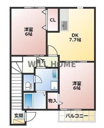 和歌山市木ノ本のアパートの間取り