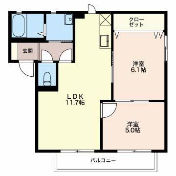 柏崎市北園町のアパートの間取り