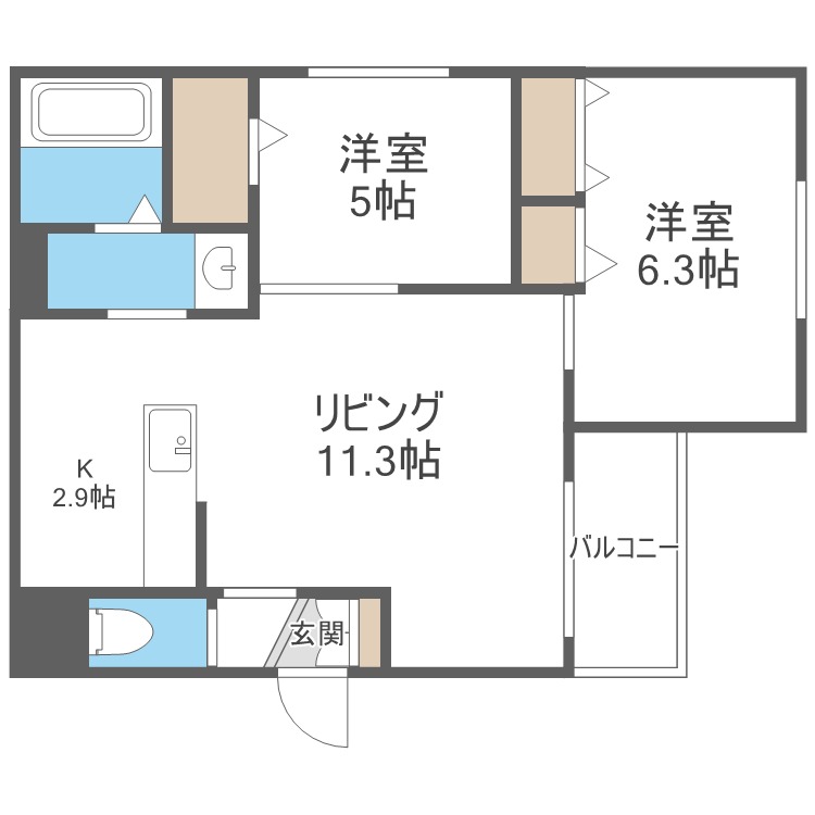 Ｍ．八軒（エムドット八軒）の間取り