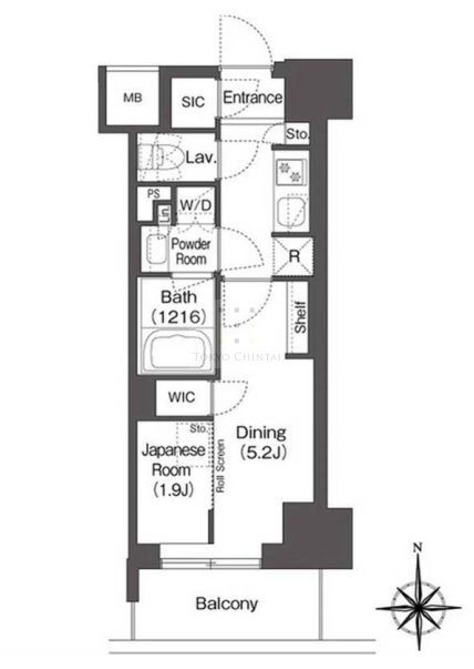 新宿区新宿のマンションの間取り