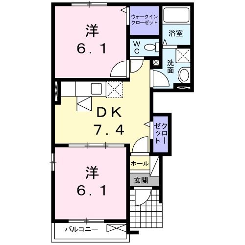 大洲市徳森のアパートの間取り