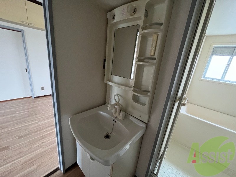 洗面設備　洗面台はこちらのシャンプードレッサー付きになりますね。