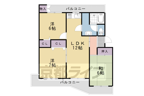 乙訓郡大山崎町字円明寺のマンションの間取り