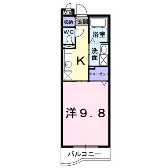 岡山市北区大安寺中町のマンションの間取り