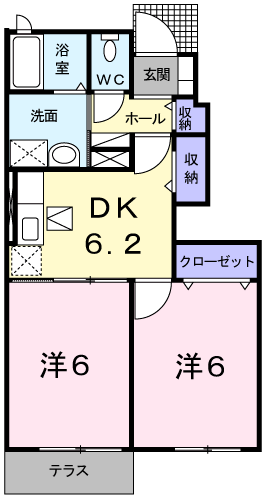 熊本市南区城南町下宮地のアパートの間取り