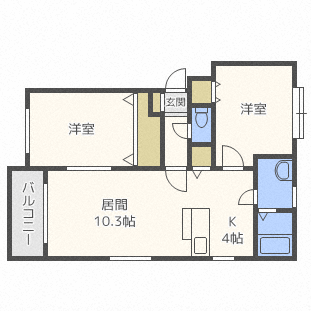 札幌市豊平区福住三条のマンションの間取り