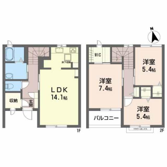 仙台市青葉区中山のアパートの間取り