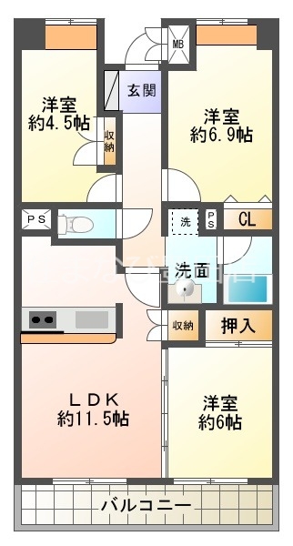 ビレッジハウス京ケ峰タワーの間取り